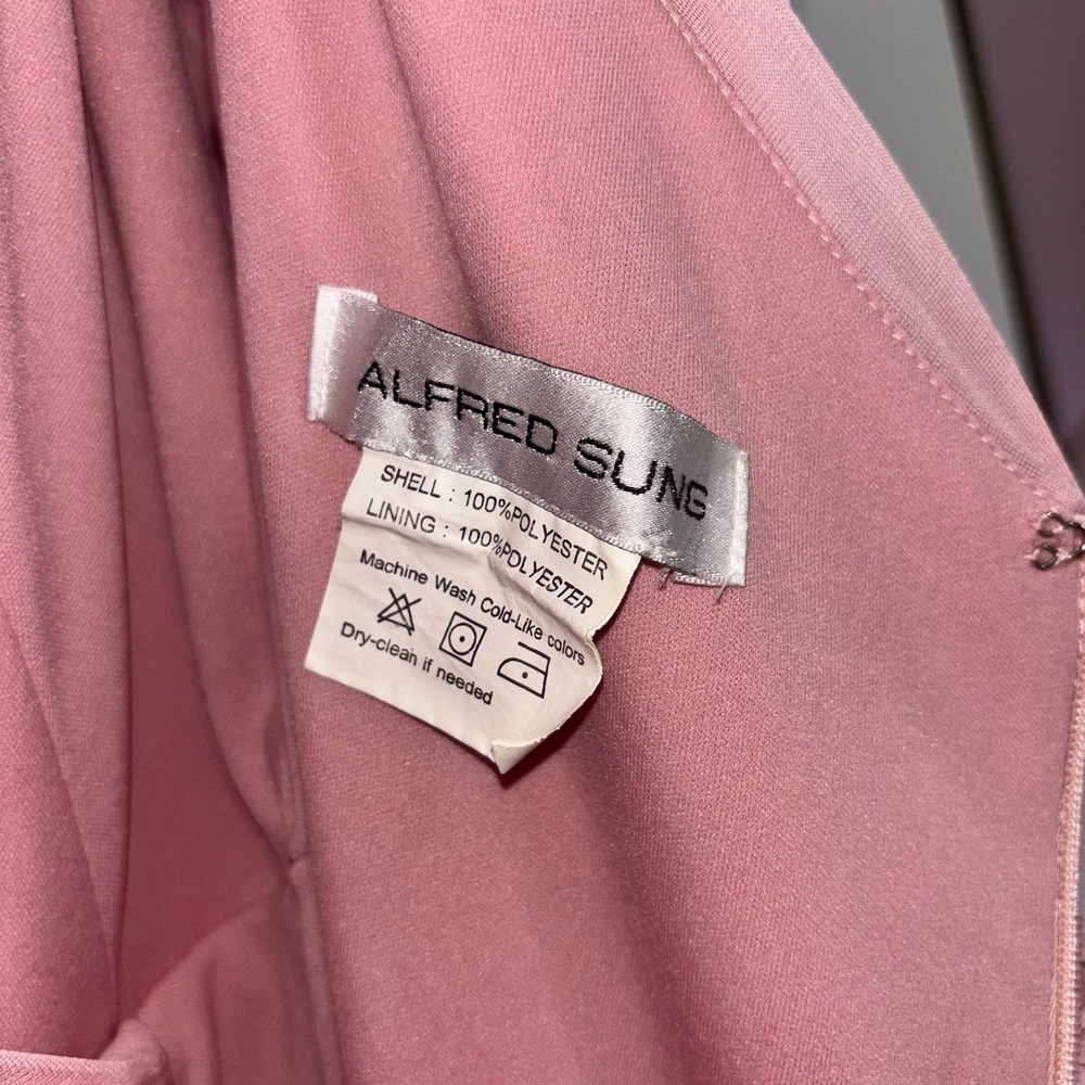 Alfred Sung D743 Bridesmaid Dress Blush Pink Chiffon Maxi Off Shoulder Size 24 - Picture 8 of 10